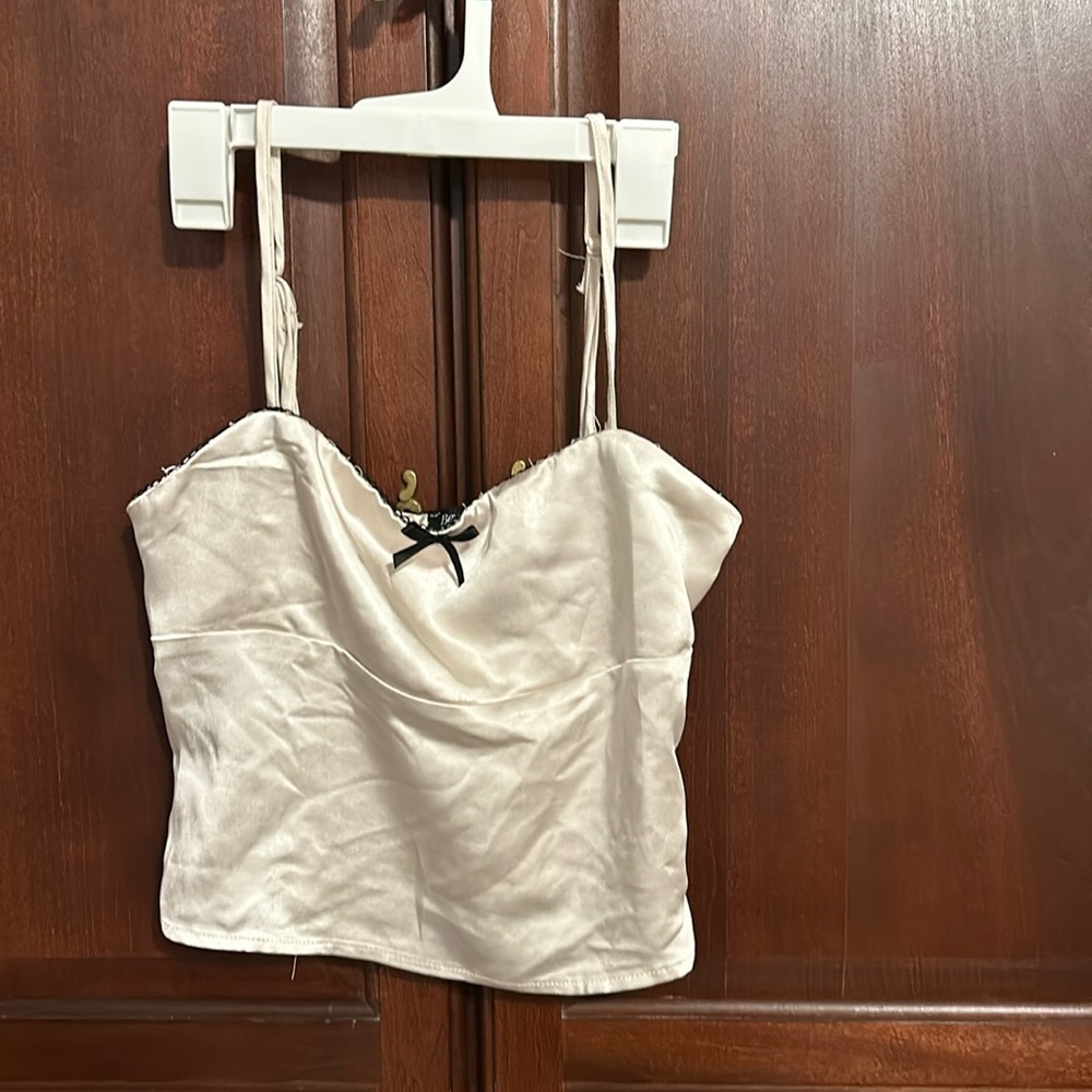 Soft spaghetti strap crop top.